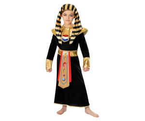 Bristol Novelty Forum Costume de pharaon noir pour garçon, noir/doré, 7-8 ans Halloween