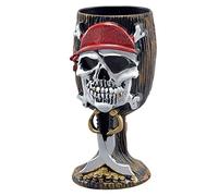 Bristol Novelty- Gobelet Verre à Pied Pirate, BA942, Multicolore, Taille Unique Halloween