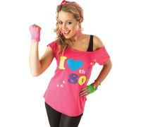 Bristol Novelty - "I Love The 80s" Hauts de costumes pour femmes BN4604 (S) (Rose)