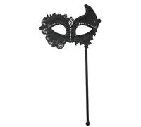 Bristol Novelty Masque avec Dentelle, en Pet, Polyester, Tissu, Pierre en Acrylique, avec bâton en Plastique, Noir, Taille Unique Halloween