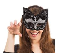 Bristol Novelty Masque de Chat sur Bandeau, en Pet, Polyester, Tissu, Colle et Paillettes, Noir, Taille Unique Halloween
