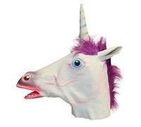 Bristol Novelty Masque de licorne en latex, Unisex Adult, BM549, White, Purple, taille unique Halloween, Carnaval