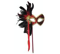 Bristol Novelty - Masque à plumes - Taille unique - Rouge/Or/Noir