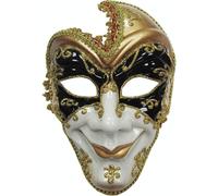 Bristol Novelty Masque unie de style vénitien, pour adultes BN1088 (taille unique) (noir/blanc/or)