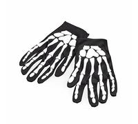 Halloween Squelette Gants Adultes Noir Blanc Imprimé OS Accessoire Déguisement