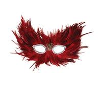Bristol Novelty Novelty-EM001 Mascarade EM001 Masque avec Plumes, Rouge et Noir, Femme, Taille Unique