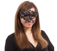 Bristol Novelty Novelty-EM690 Mascarade EM690 Masque pour Les Yeux avec Bijoux et Chaîne, Women, Noir, Taille Unique