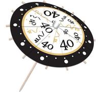 Bristol Novelty - Parapluies de cocktail, 40e anniversaire pack de 12 - Papier, bois BN2634 (taille unique) (noir/blanc/or)
