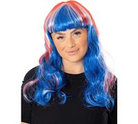 Bristol Novelty - Perruque BN4389 (Taille unique) (Bleu/Rouge/Blanc)