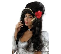Bristol Novelty Perruque Femme Beehive avec Rose BN112 (Taille Unique) (Noir)