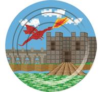 Bristol Novelty Pixel Medieval Assiette en carton BN825 (22cm) (Château et dragon)