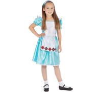 Bristol Novelty Robe de déguisement pour fille avec détails de cartes à jouer BN1459 (taille unique) (Bleu/Blanc)