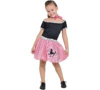 Bristol Novelty - Robe de déguisement "Rock N Roll" pour fille BN677 (S) (Rose/Noir)