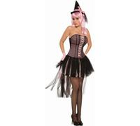 Bristol Novelty Robe de sorcière Pin Up BN2456 (taille unique) (Noir/Rose)
