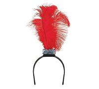 Bristol Novelty Flapper Headband | for Women | Red Serre-tête Charleston avec 3 Plumes Rouges, BA198, Taille Unique Halloween