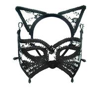 Bristol Novelty Serre-tête Masque de Chat avec Oreilles, en Pet, Polyester, avec Perles en Plastique, Multicolore, Taille Unique Halloween
