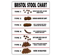 Bristol Stool Chart Plaque murale en métal Art Poop Toilettes Santé Salle de bain Décoration murale Affiche en métal 20,3 x 30,5 cm