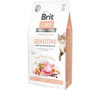 BRIT Care Cat Grain-Free Sensitive - croquettes hypoallergénique dinde & saumon, sans céréales, pour les chats adultes ayant un tube digestif sensible - 7 kg