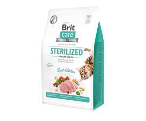 BRIT Care Cat Grain-Free Sterilized Urinary - Croquettes sans céréales avec du poulet frais pour les chats adultes stérilisés avec système urinaire fragile - 2 kg