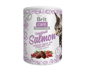 BRIT Care Cat Snack Superfruits Salmon - Friandises croustillantes au Saumon & Superfruits pour chats stérilisés - 100g