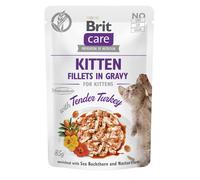 BRIT CARE Filets de chaton à la dinde tendre en sauce, enrichis en argousier et en capucine, 85 g