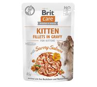 BRIT CARE Filets de saumon savoureux pour chatons, en sauce, enrichis en argousier et en capucine 85 g