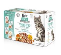 BRIT CARE Fillets in Gravy Box Pouch Sterilized 12X85g pour les chats stérilisés