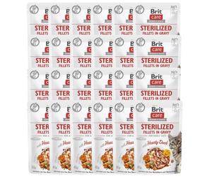 BRIT CARE Fillets in Gravy Pouch Sterilized Hearty Duck 24x85g avec canard pour chats stérilisés