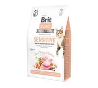 BRIT Care Cat Grain-Free Sensitive - croquettes hypoallergénique dinde & saumon, sans céréales, pour les chats adultes ayant un tube digestif sensible - 2 kg