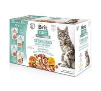 Brit Care Sterilized Fillets in Gravy Lot de 12 paquets de nourriture humide pour chats adultes