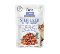 BRIT Care Sterilized Fillets in Jelly Duck&Turkey - Filets de Canard & Dinde en gelée pour chats stérilisés - 24 x 85 g