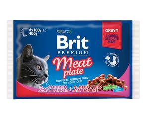 BRIT Lot de sachets Cat Adult Meat Plate 8 x 100 g