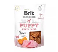 Brit Meaty Jerky Puppy Coins de récompense avec dinde, poulet et citrouille, 2 x 80 g, sans céréales pour chiots