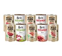 BRIT PATE & MEAT + WILD FARM Pâtés Mélange de saveurs 10 x400g