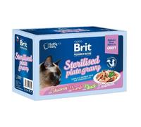 BRIT Premium by Nature Cat Delicate Fillets in Gravy Family Plate Sterilised 12x85g nourriture humide en sauce pour les chats stérilisés adultes