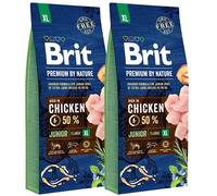 BRIT Premium By Nature Junior Extra Large XL - Nourriture complète avec du poulet pour les chiots de très grandes races -30 kg (2 x 15 kg)