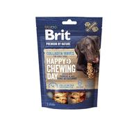 Brit Premium by Nature Lot de 2 collagènes à mâcher ondulés pour Chien, collagène de bœuf et Beurre d'arachide
