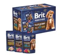 Brit Premium by Nature Multipack de Nourriture Humide pour Chiens Adultes, 3 Filets en Sauce, Poulet, bœuf et Agneau, Nourriture complète, 12 x 85 g