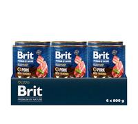 Brit Premium by Nature Nourriture Humide pour Chiens Adultes, Cochon avec trachée, Nourriture complète, 6 x 800 g