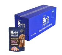 Brit Premium by Nature Nourriture Humide pour Chiots et Jeunes Chiens, Remplissage en Sauce, Dinde et Carottes, Aliment Complet, favorise la Digestion, 24 x 85 g