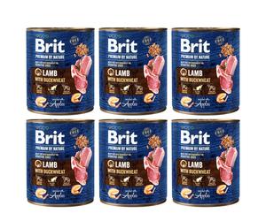 BRIT Premium by Nature - nourriture naturelle pour chiens à base d'agneau et de sarrasin - 6x800 g