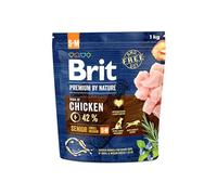 Brit Premium by Nature Senior S/M Croquettes pour Chiens de Petite à Moyenne Taille, Aliment Complet, soutient la Digestion, Les articulations et Les défenses immunitaires, 1 kg