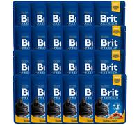 BRIT Premium Cat Adult Mix, saveurs saumon et truite, bœuf et petits pois, sachets pour chats 48 x 100 g