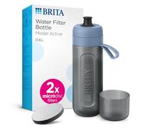 BRITA Bouteille de sport avec filtre à eau modèle Active Bleu foncé 600 ml avec 2 filtres à microdisque - Bouteille compressible sans BPA pour les déplacements, filtre le chlore, les impuretés