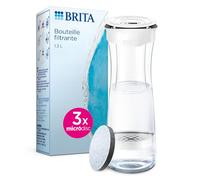 BRITA bouteille filtrante blanc graphite (1,3 L), 3 filtres MicroDisc inclus - Réduit** certains PFAS***, le chlore, des particules fines