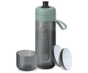 BRITA Bouteille filtrante sport modèle Active vert foncé (600 ml) avec 2 filtres MicroDisc - Bouteille compressible sans BPA, filtre le chlore, les impuretés organiques, les hormones et les pesticides