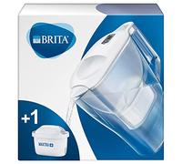 BRITA Carafe filtrante Aluna blanche + 1 filtre MAXTRA+, réduit le calcaire, le chlore et le plomb pour une eau du robinet plus pure, sans BPA.