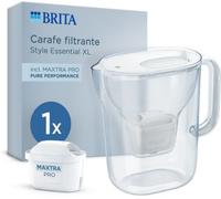 BRITA Carafe filtrante Style Essential XL 3,6 L (2,3 L filtrée) blanche + 1 cartouche MAXTRA PRO