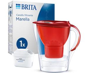 BRITA Carafe Filtrante Marella 2,4L Rouge + 1 Cartouche MAXTRA PRO All-in-One - Emballage Durable