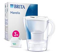 BRITA Carafe Filtrante Marella Blanche (2,4l) incl 3 cartouches filtrantes eau robinet MAXTRA PRO All-in-1 réduit PFAS,calcaire, chlore, certaines impuretés et métaux indicateur temporel éco-emballage